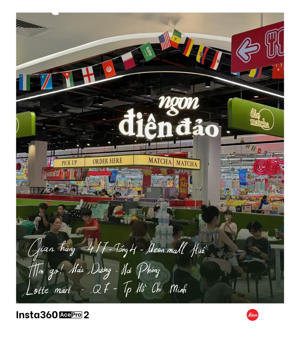Khu vực quầy order và chỗ ngồi của cửa hàng Đảo Matcha tại Lotte Mart Quận 7 TP.HCM