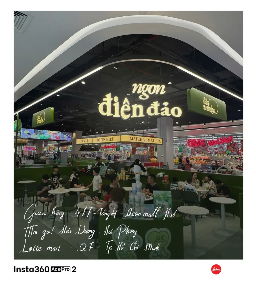 Biển hiệu “matcha ngon điên đảo” tại quầy nhượng quyền Đảo Matcha trong siêu thị Go! Hải Dương